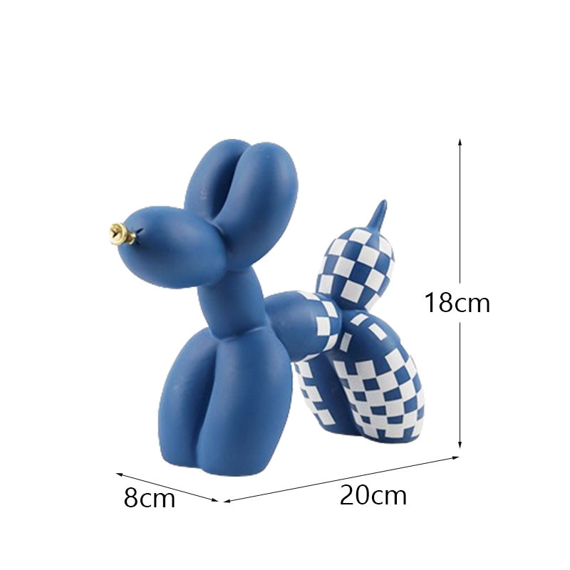 New black and white plaid balloon dog ornaments creative TV cabinet wine cabinet living room porch resin crafts - Korvel