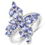 1.73 Carat Genuine Tanzanite and White Zircon Sterling Silver Ring
