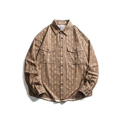 Japanese Retro Striped Long Sleeve Shirt for All