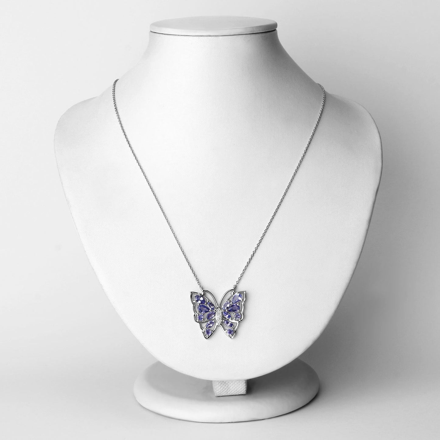 Collier en Tanzanite et Zircon Blanc de 2,76 Carats en Argent Sterling