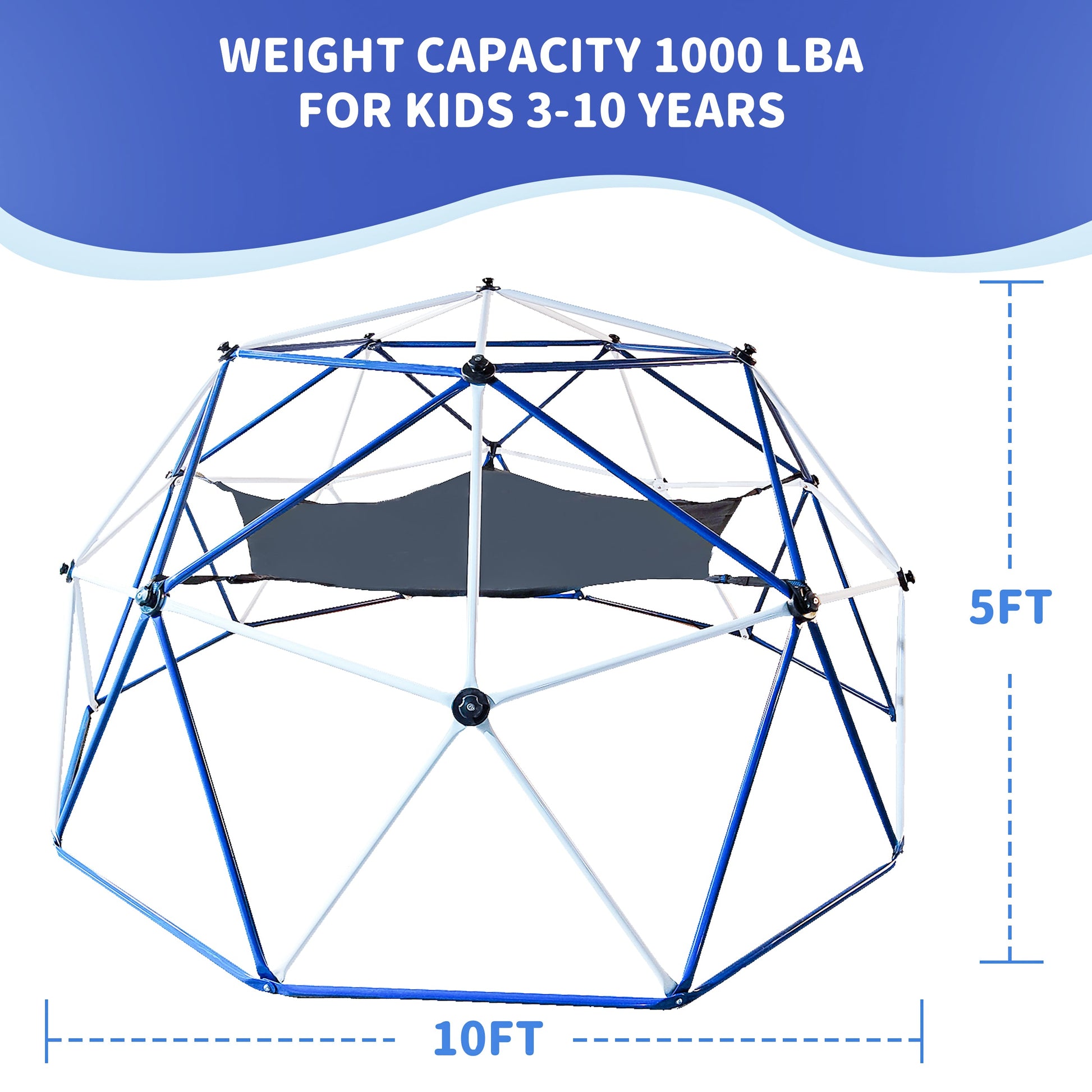 10FT Climbing Dome for Kids Jungle Gym Apply To Park Dome Climber With Hammock Playground Equipment - Korvel