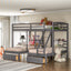 Gray Full over Twin Bunk Bed with Drawers
