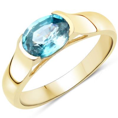 Bague en argent sterling avec zircon bleu véritable de 2,00 carats