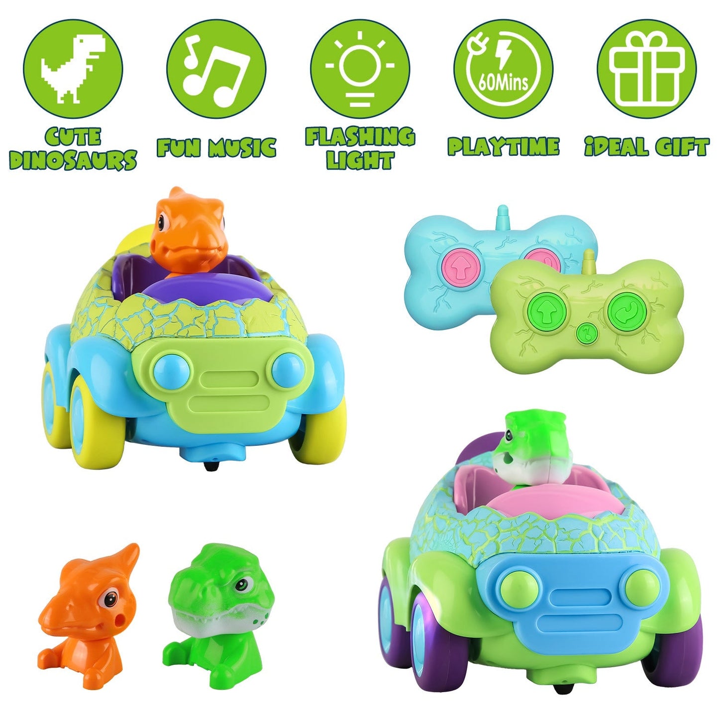 GBruno 2-Pack Dinosaur Remote Control Cars
