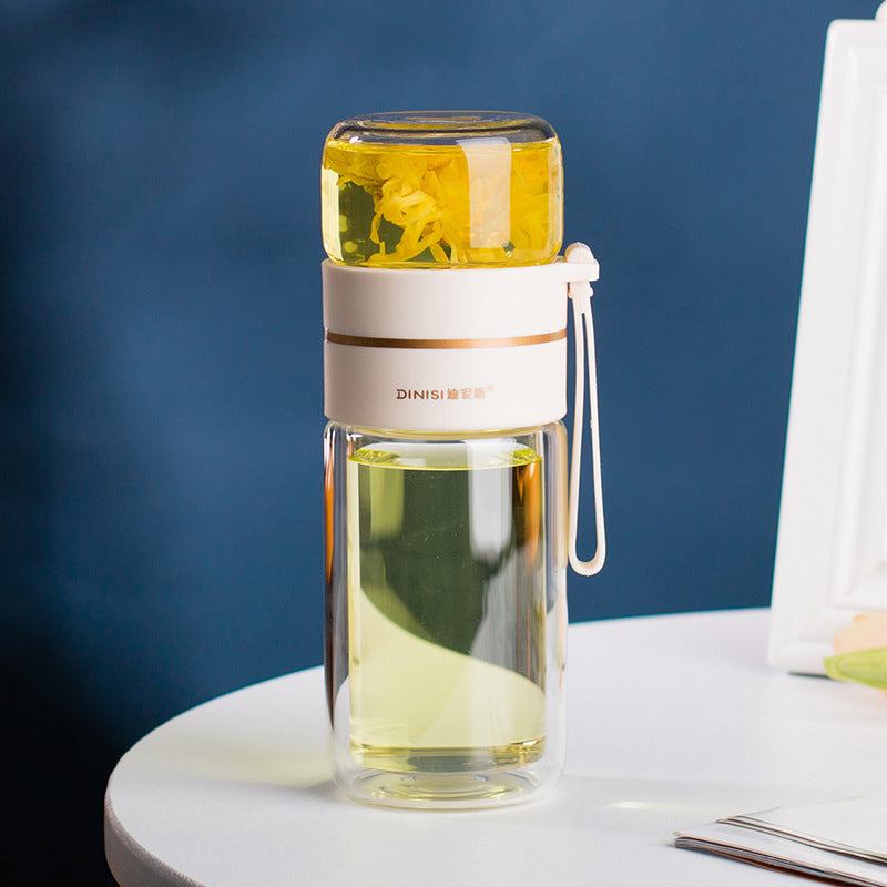 Bouteille d'eau en verre premium avec infuseur à thé