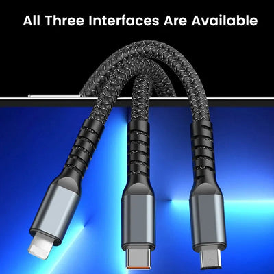 3-in-1 USB 100W Cable for Fast Charging and Data Transfer