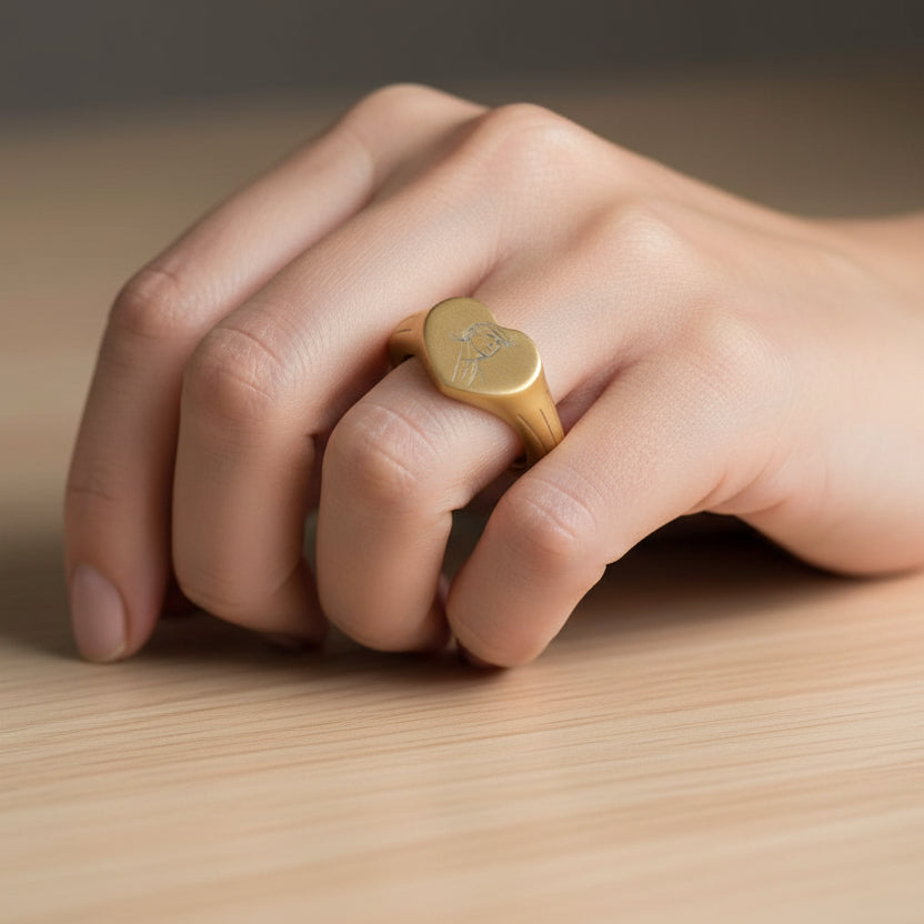 Heart Signet Ring - Elegant Design with Modern Flair