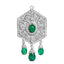 Broche Pin Colgante Art Deco de Diamante y Esmeralda de 18K