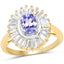 Bague en Tanzanite et Topaze Blanche Plaquée Or Jaune 14K