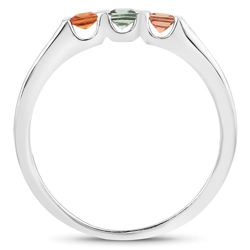 Bague cocktail en argent sterling .925 avec saphirs multicolores de 0,68 carat