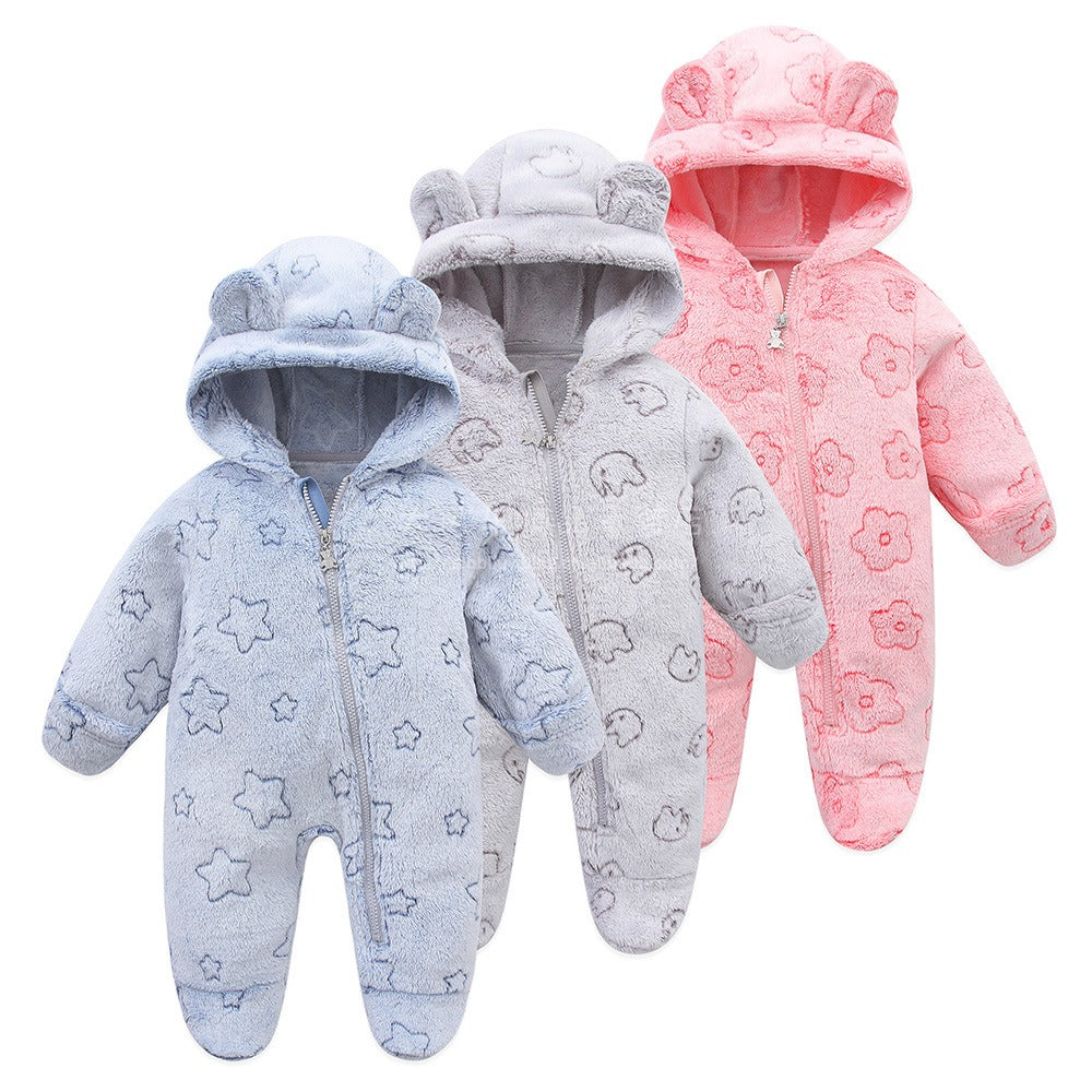Baby cartoon hooded jumpsuit baby crawling suit - Korvel