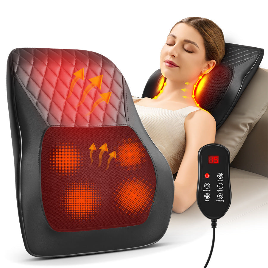 Deep Kneading Neck Shoulder Heat Relax Massage Pillow - Korvel