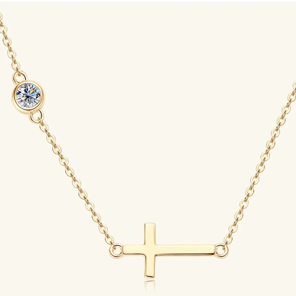 Cross 925 Sterling Silver Moissanite Necklace - Korvel