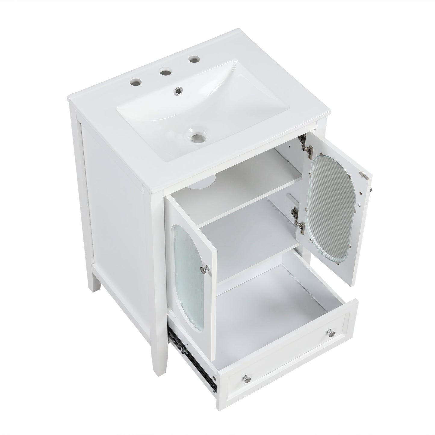 Meuble de salle de bain blanc de 24" avec lavabo et rangement