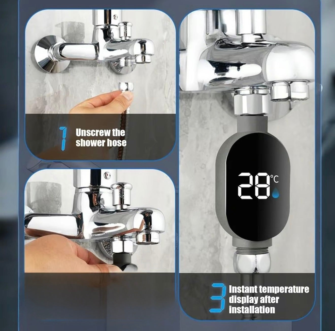 Monitor de Ducha AquaTemp - Medidor de Temperatura Inteligente