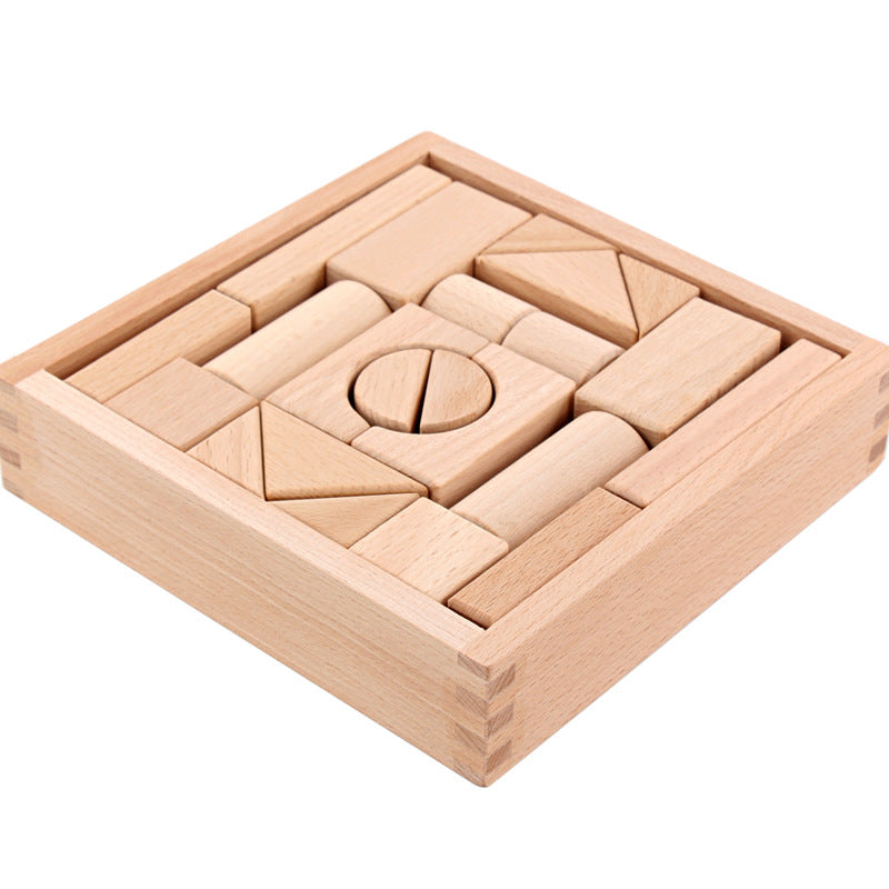 Puzzle Wooden Children's Wooden Boxed Beech 22 Pieces Can Be Bitten Assembled Building Blocks Pile Up Early Education Toys - Korvel