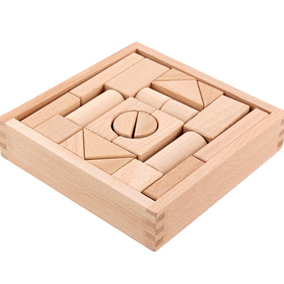 Puzzle Wooden Children's Wooden Boxed Beech 22 Pieces Can Be Bitten Assembled Building Blocks Pile Up Early Education Toys - Korvel