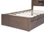 Twin Size Wood Platform Bed with House-shaped Storage Headboard and 2 Drawers Walnut - Korvel