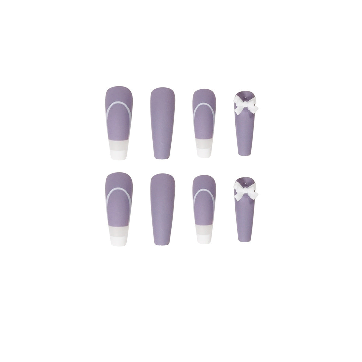 Rattan Purple French Bow Wear Manicure Finished Fake Nail Manicure Patch Nail Patch Removable Nail - Korvel
