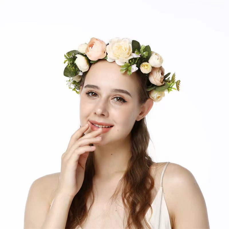 Wreath, European and American fashion, women's simulated flower hair accessories, Hawaiian wedding photography, headwear, headwear for women - Korvel
