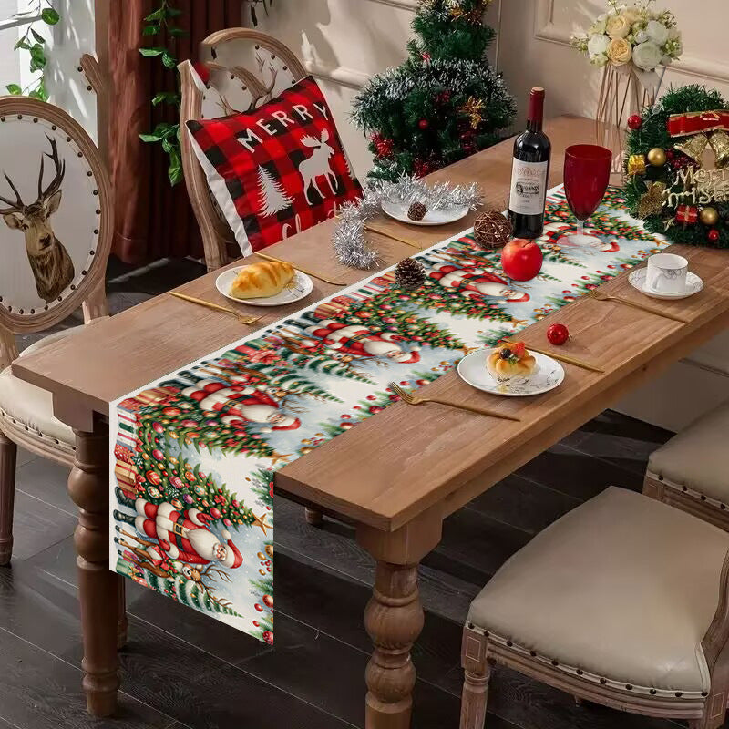 Christmas decoration table flag home fabric tablecloth holiday party tablecloth tea flag Christmas tree print - Korvel