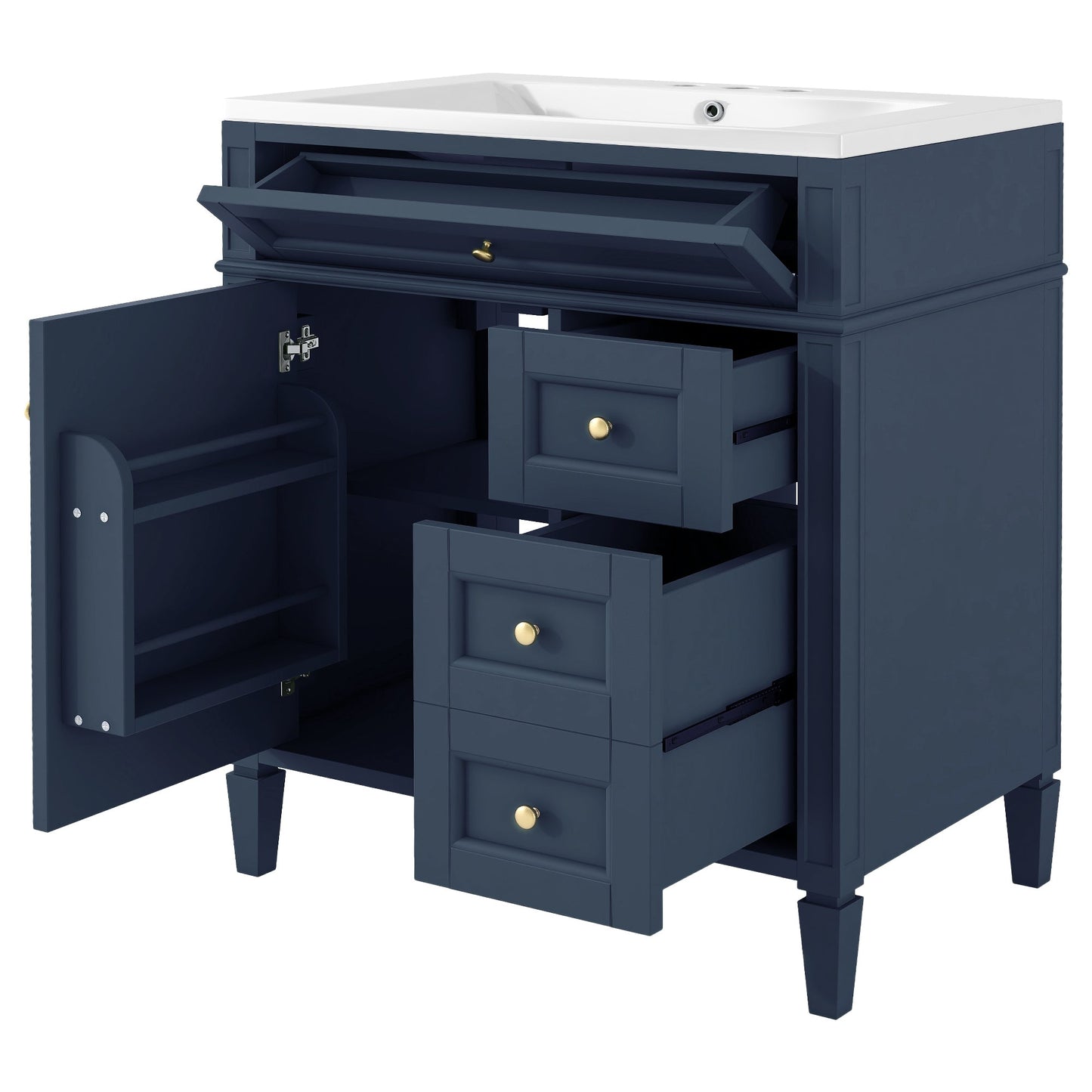 Meuble de salle de bain moderne de 30 pouces avec lavabo et rangement