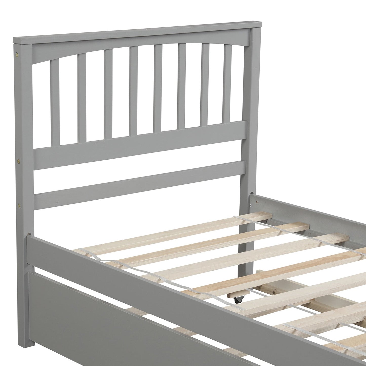 Twin size Platform Bed with Trundle Gray - Korvel