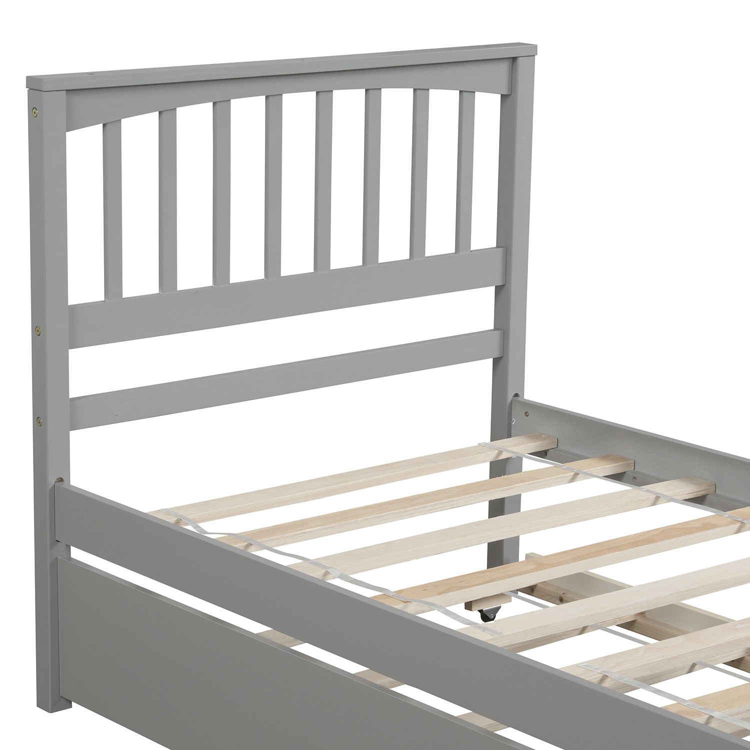 Twin size Platform Bed with Trundle Gray - Korvel