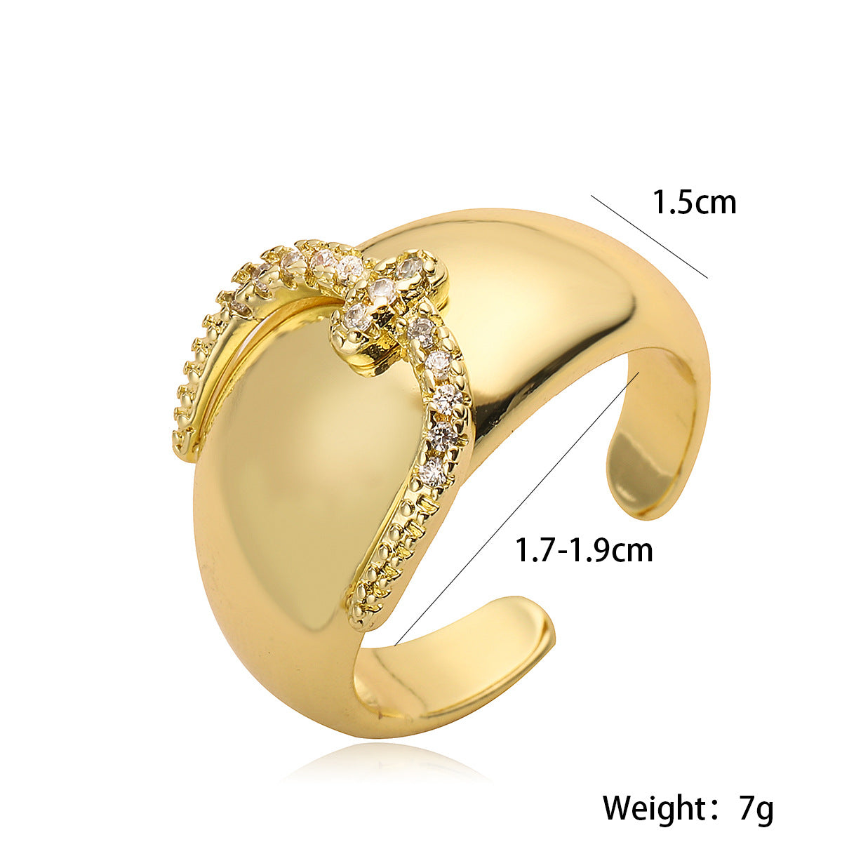Geometric Open Ring - Elegant Women's Adjustable Jewelry