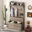 Hall tree with storage desk, entrance desk with drawers and 5 hooks, display rack,Oak - Korvel