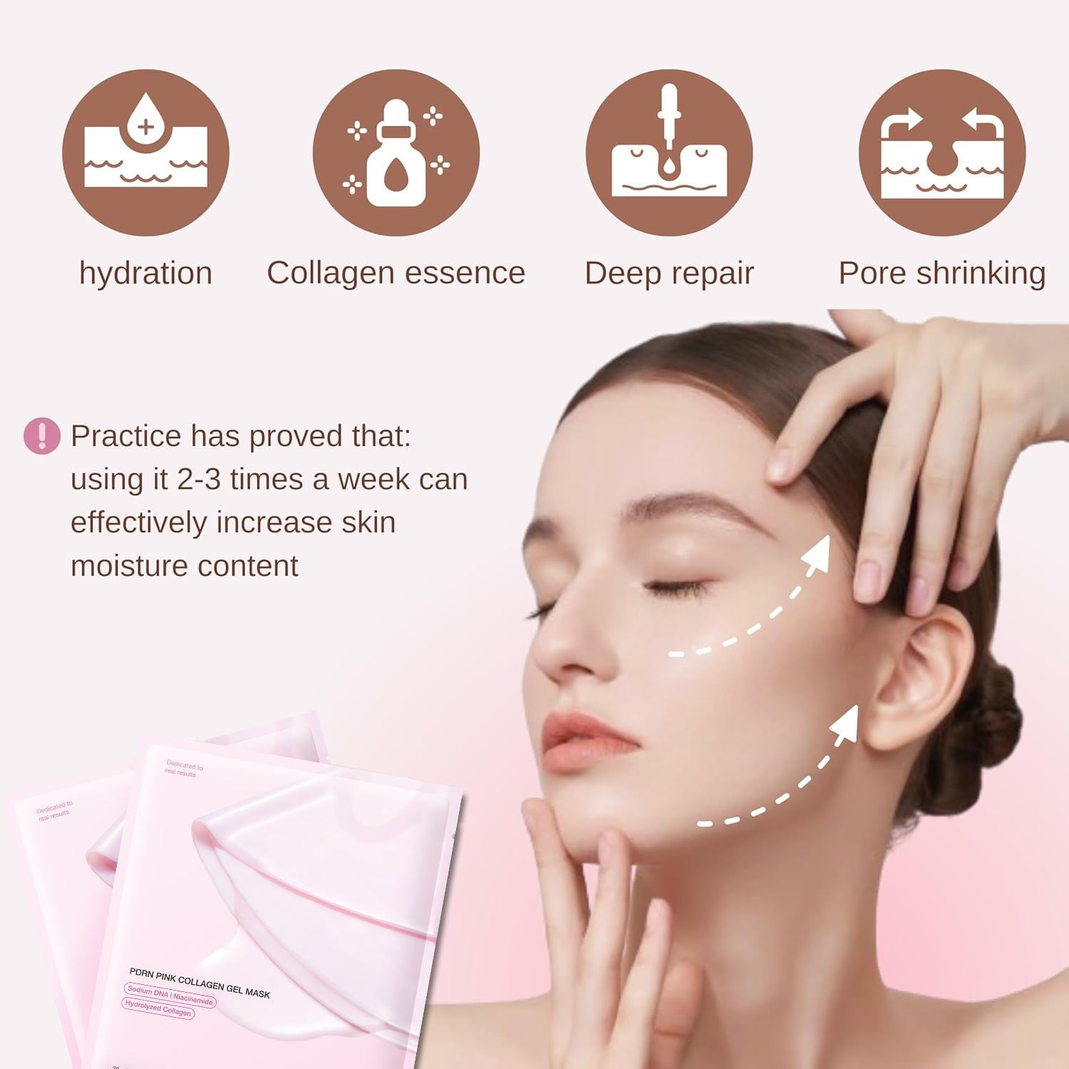 PDRN PINK COLLAGEN GEL MASK Pink Collagen facial mask Jelly Split facial mask - Korvel