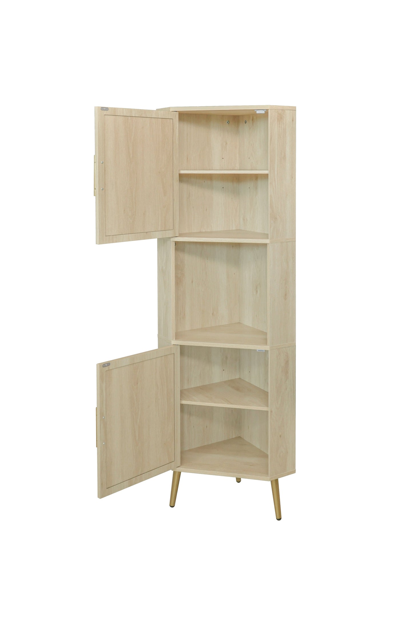 Corner cabinet ,Rattan door,Freestanding Corner Tables For Small Spaces, Corner Shelf Stand For Living Room, Kitchen, Bathroom - Korvel