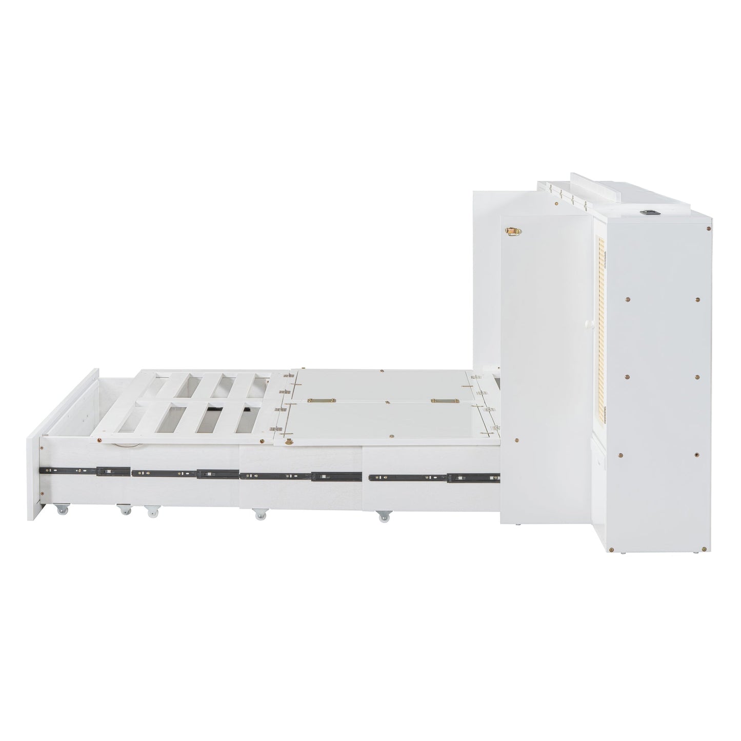 Cama Murphy Grande Blanca con Cajones y Armarios de Almacenamiento