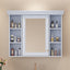 35'' x 28'' Blue Wall Mounted Bathroom Storage Cabinet with Mirror Door, Modern Bathroom Wall Cabinet with Mirror - Korvel
