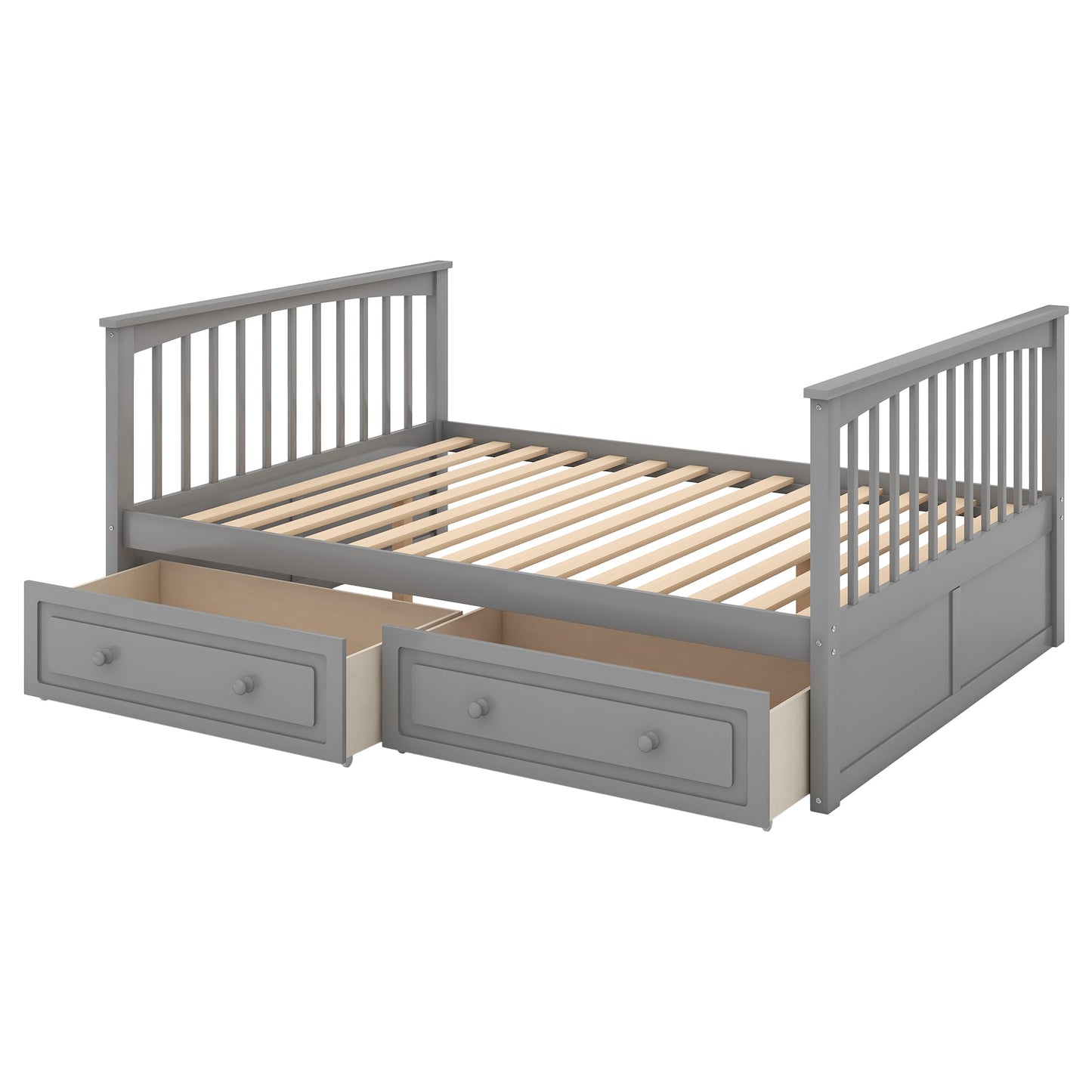 Full over Full Bunk Bed with Drawers, Convertible Beds  Gray - Korvel