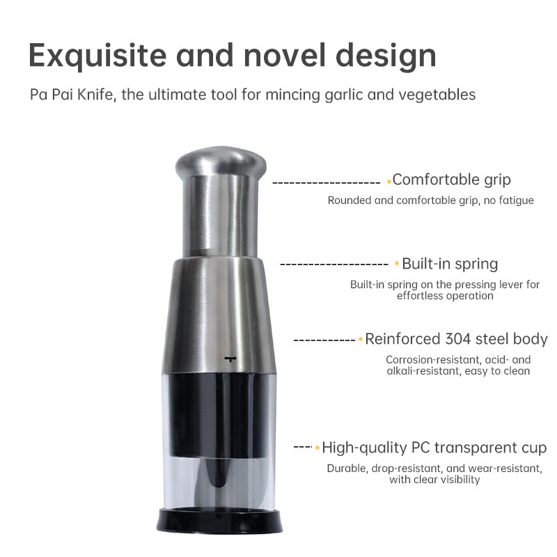 Stainless Steel Manual Kitchen Chopper (for garlic, ginger, herbs, nuts) - Korvel