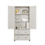 70 inch high kitchen pantry storage cabinet with 2 drawers and 3 shelves, large storage cabinet (antique white) - Korvel