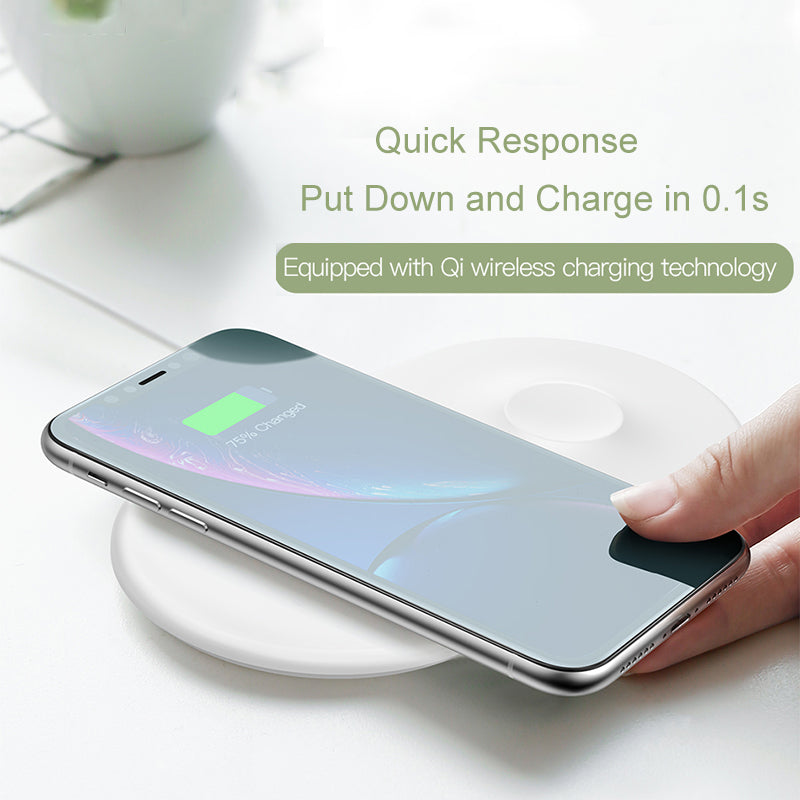 Baseus 2 in 1 Wireless Charger Pad For Apple Watch iPhone X Xs Max XR Desktop Fast Wireless Charging Charger Born for Apple Fans - Korvel