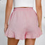 Women's cotton and linen shorts with ruffled edges and drawstring casual pants for women - Korvel