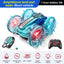 Colorful light wheel double-sided stunt amphibious remote control car watch dual control four-wheel drive power - Korvel