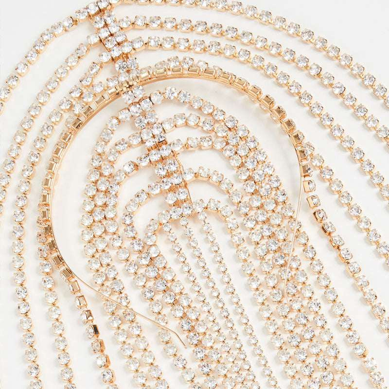 Rhinestone Long Tassel Headpiece - Exaggerated Personality Headband
