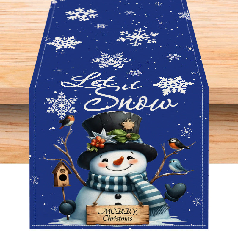 Christmas snowman linen table flag living room dining table decoration tablecloth Christmas restaurant tablecloth coffee table cloth - Korvel