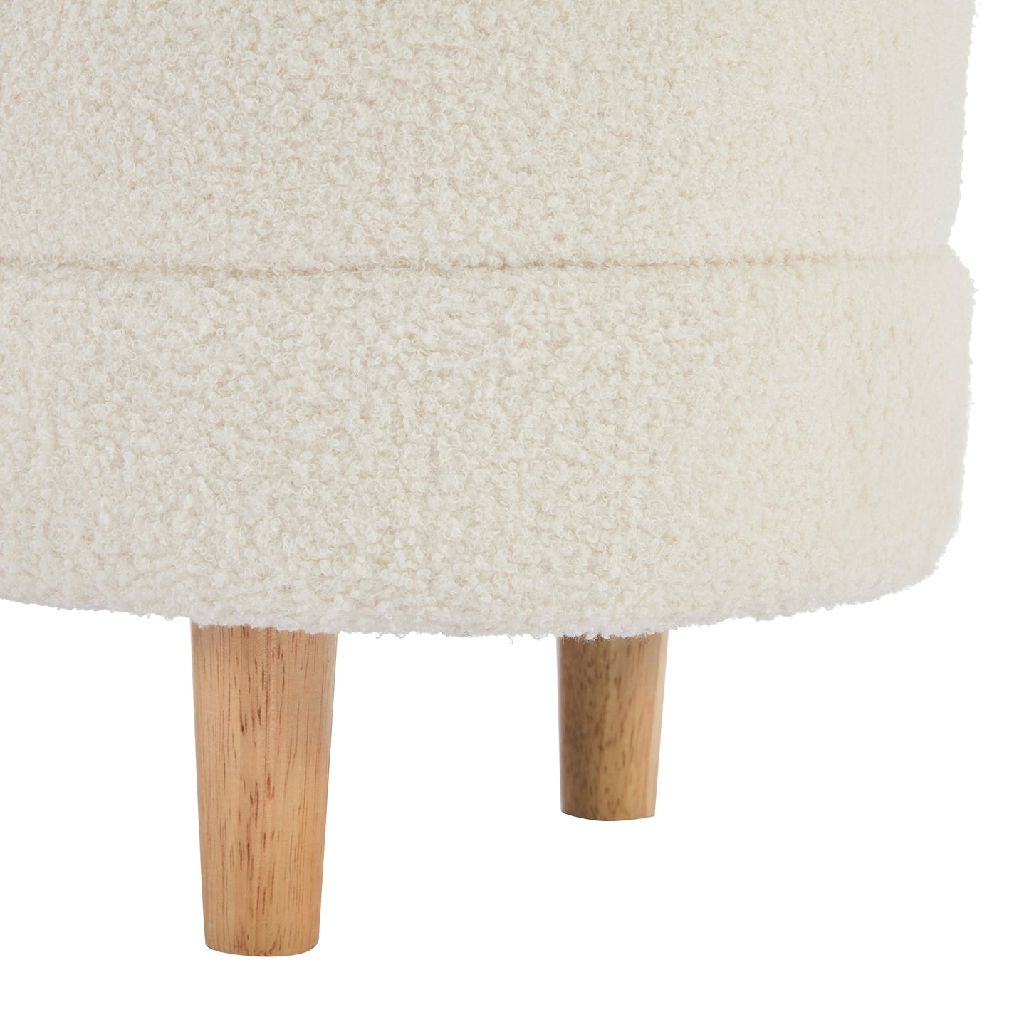 Ottoman de rangement en tissu sherpa élégant avec pieds en bois