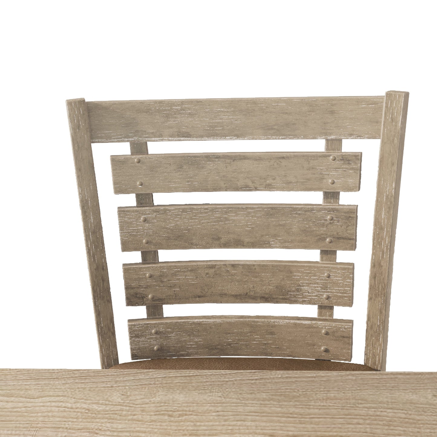 Set of 2 Dining Counter Height Chairs Modern Farmhouse Rustic Look Distressed Design Ladderback Solid Wood - Korvel