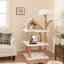 Árbol para Gatos de Madera Sólida de 60 Pulgadas con 2 Perchas - Blanco
