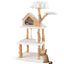 Árbol para Gatos de Madera Sólida de 60 Pulgadas con 2 Perchas - Blanco