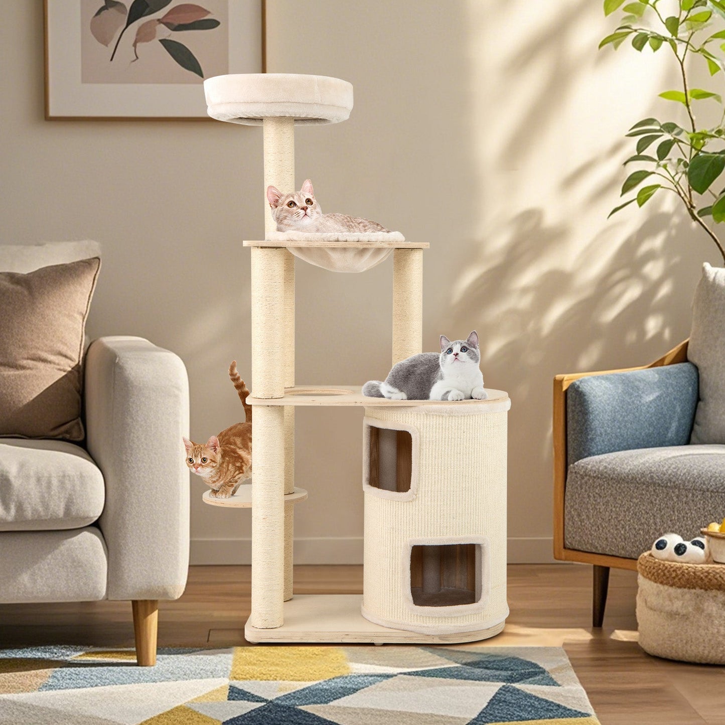 60-Inch Cat Tree with 2-Story Condo and Scratching Posts