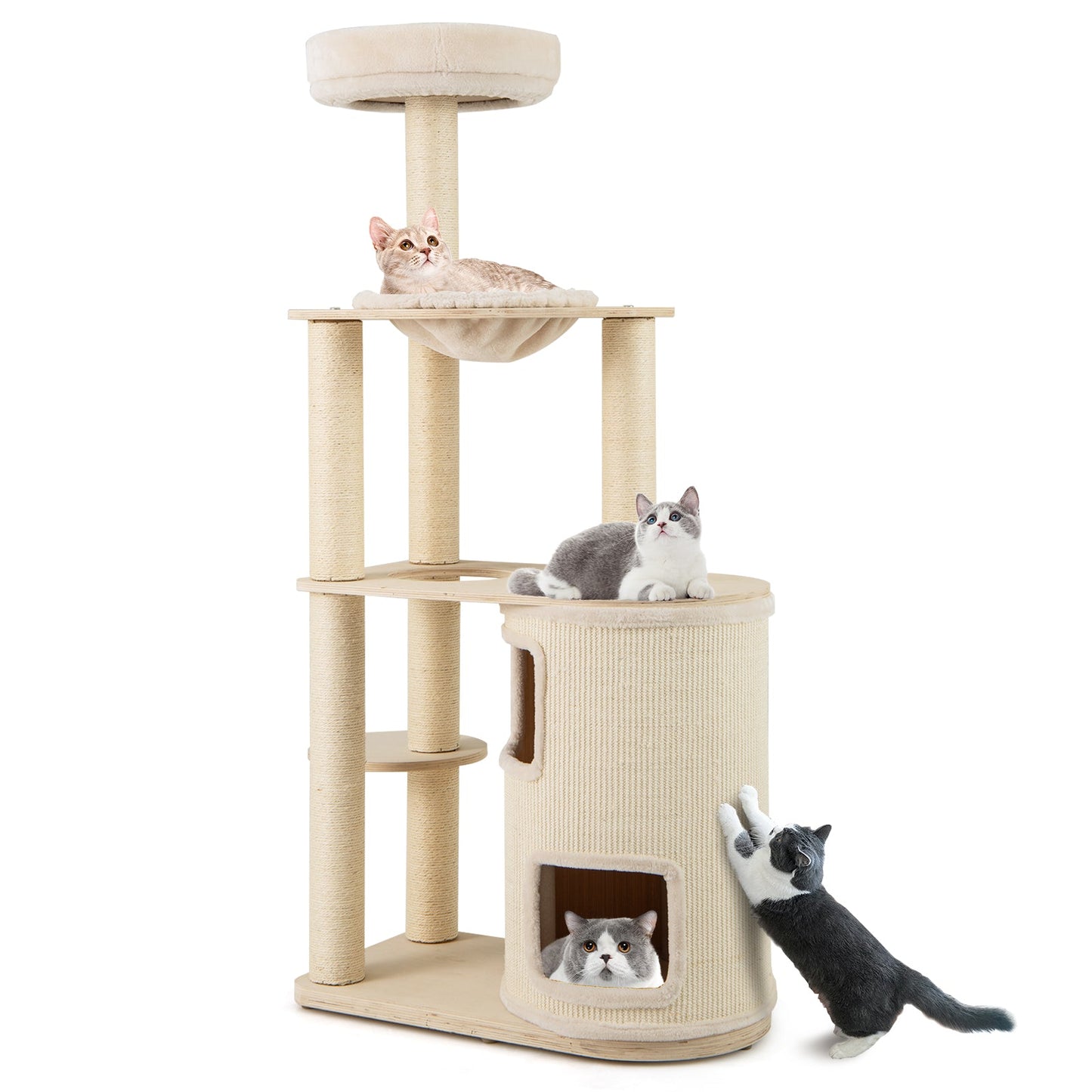 60-Inch Cat Tree with 2-Story Condo and Scratching Posts
