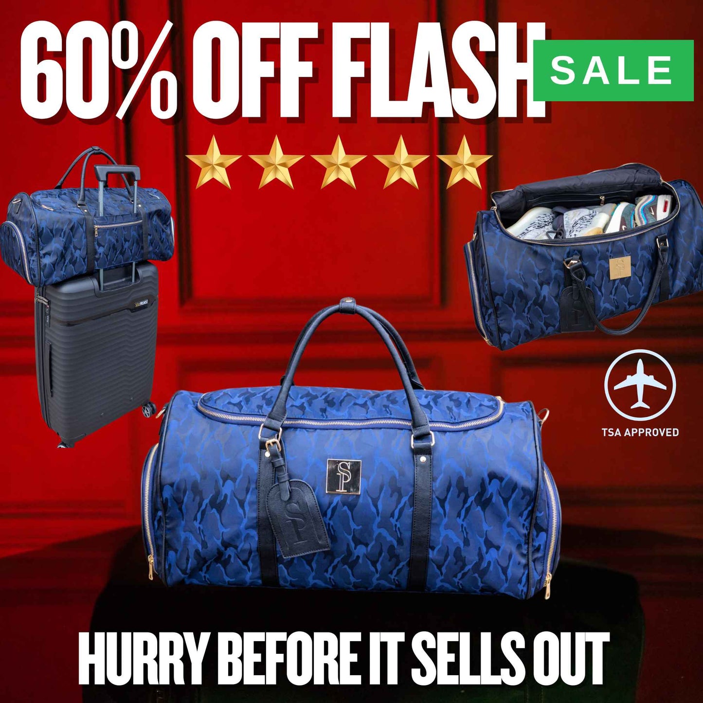 Sac de voyage weekender camo bleu