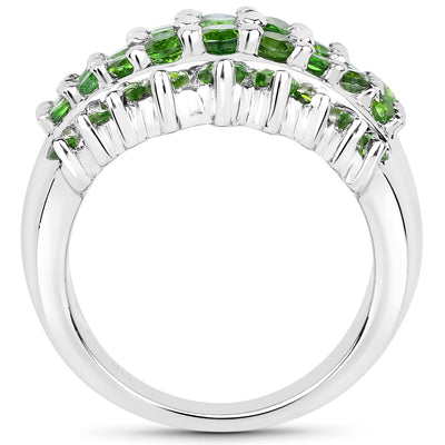 Bague de fiançailles en argent sterling avec chrome diopside véritable de 2,48 carats